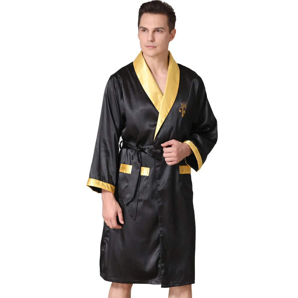 Men's lightweight summer bathrobe in continental sizes with polyester fibre construction