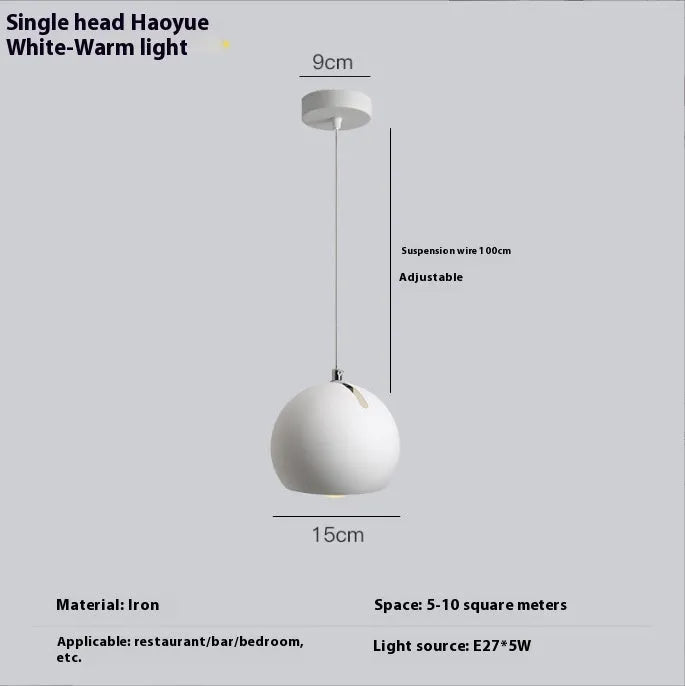 Nordic style ball chandelier table lamp in moon white finish, showing post-modern creative art design.