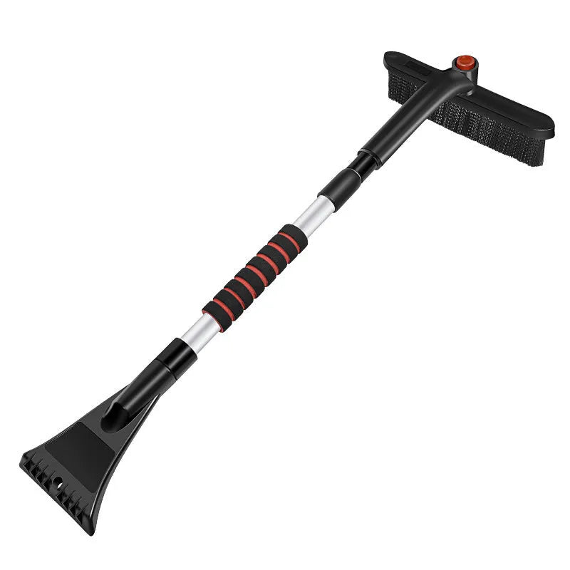 Black car deicing shovel and snow brush with ABS head and telescopic aluminium handle, 65 to 85.6 cm