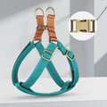 Brown vest-style anti-loss dog leash on mannequin showing cotton construction and alloy fastener