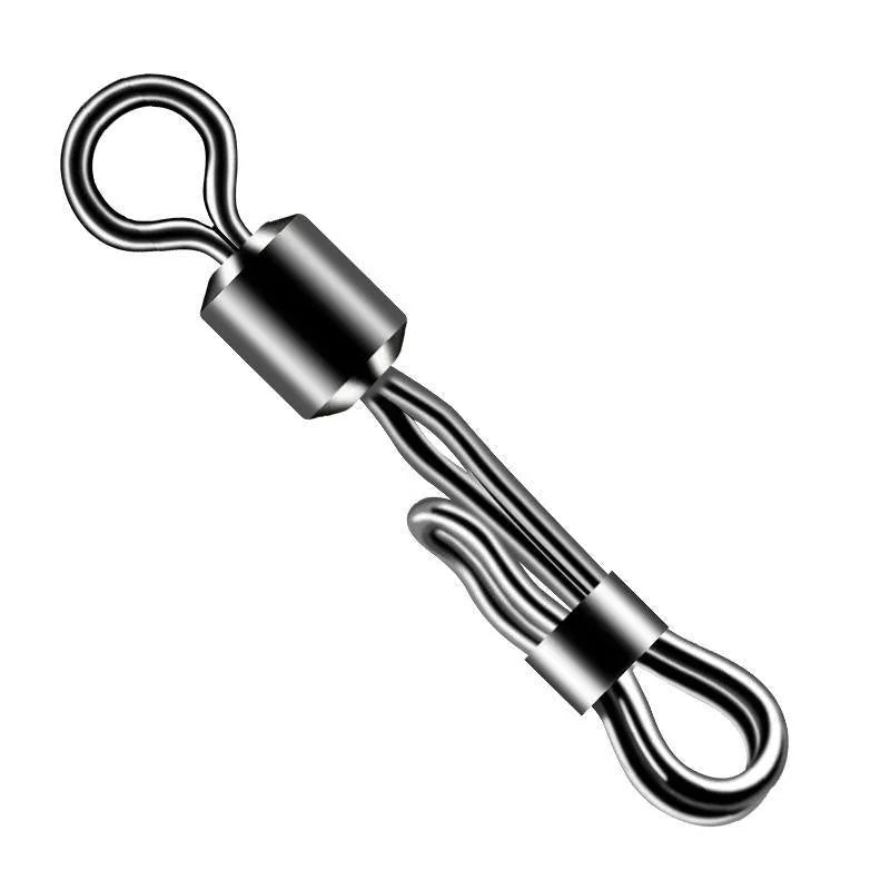 Brass quick change barrel swivel fishing clamp on a blue background