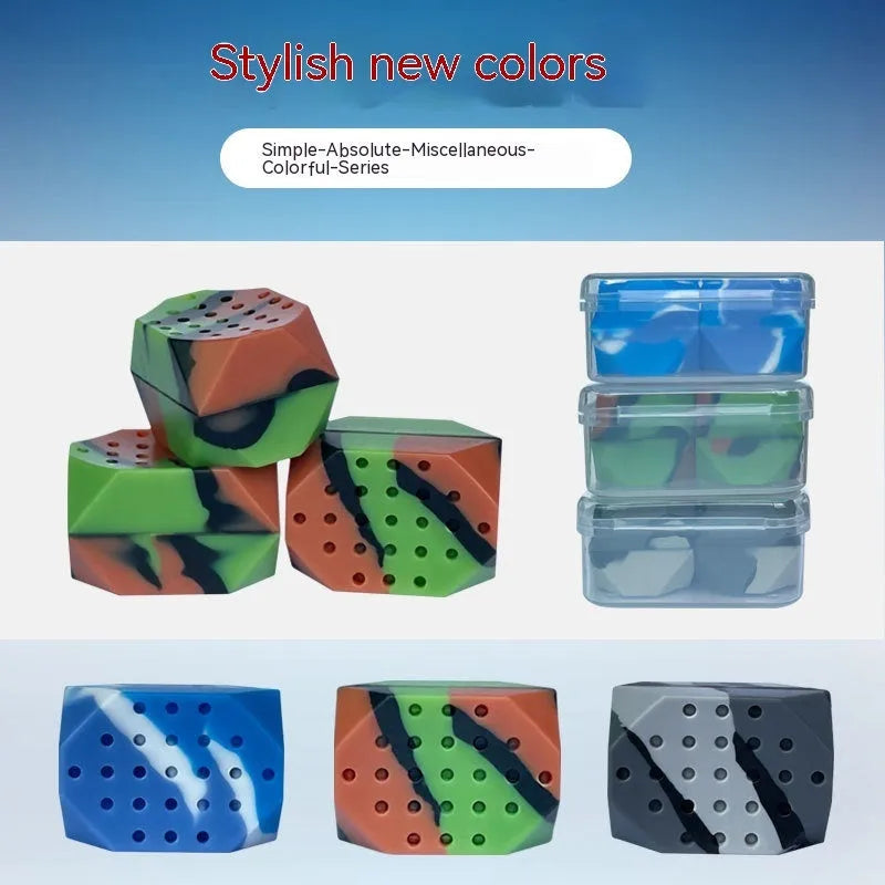 Two silicone jaw exercise balls in camouflage patterns for facial muscle training