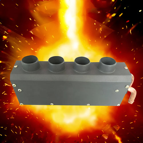 Metal car heater unit with four copper pipes and two water connectors for 12V 24V vehicle installation