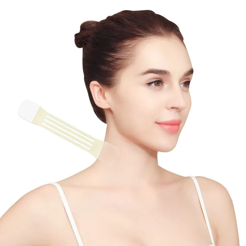 V27 neck pattern sling adhesive tape for invisible skin tone neck firming with medical-grade patches