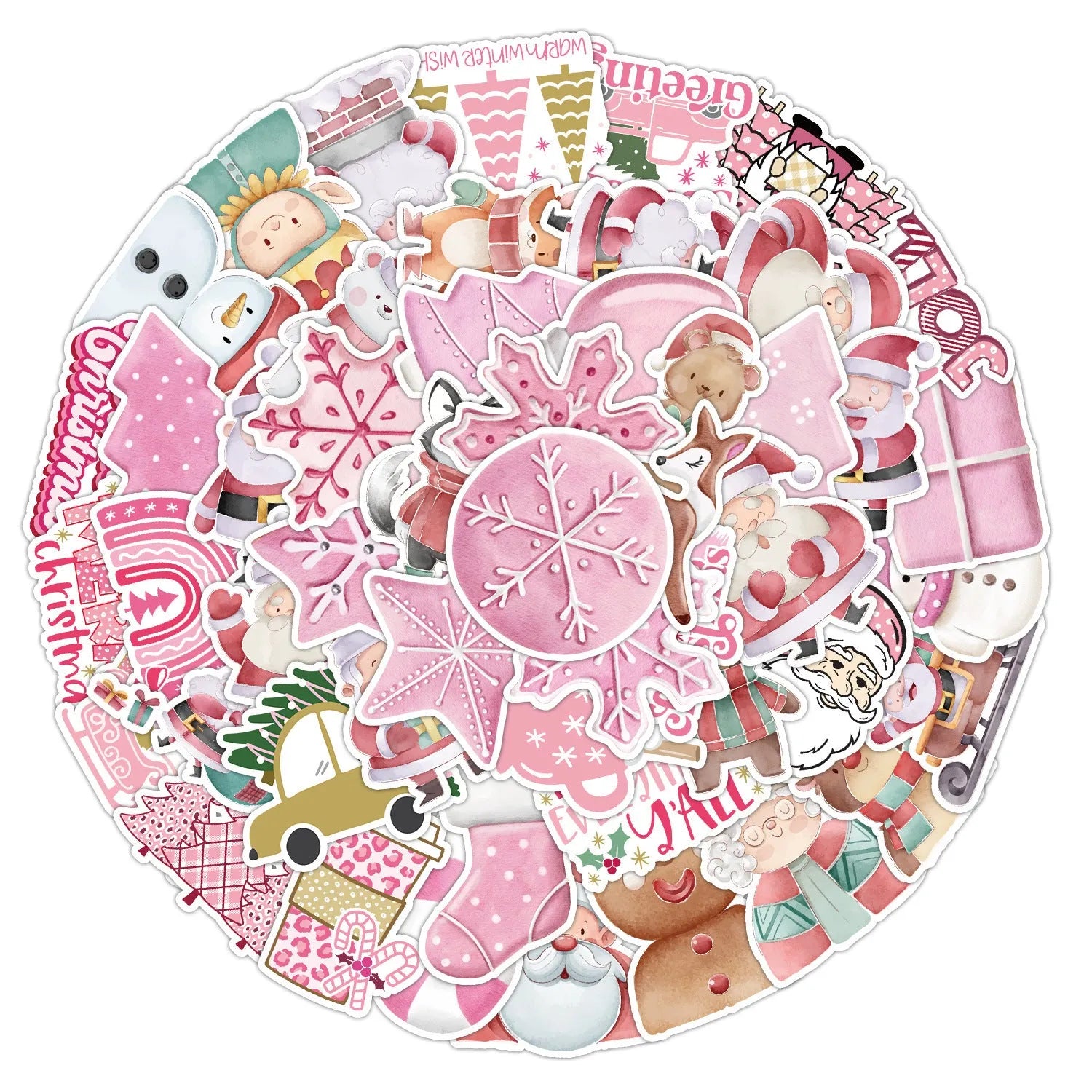 50 piece set of cute Christmas waterproof stickers ranging from 4 to 8 centimetres for car phone computer decoration