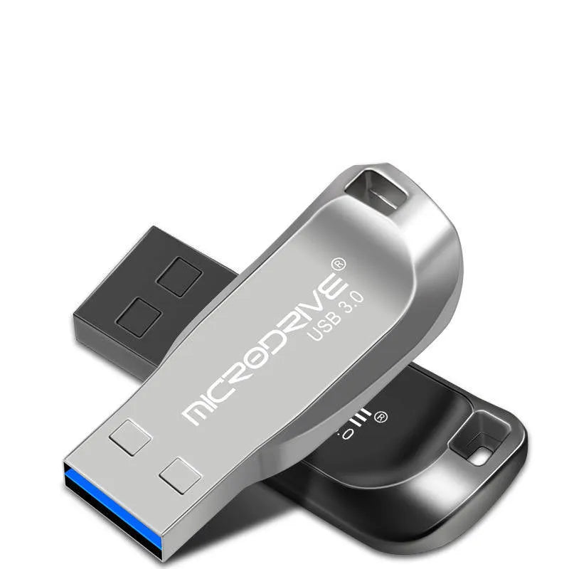 Metal waterproof USB 3.0 flash drive 64GB in black or silver grey with spin design