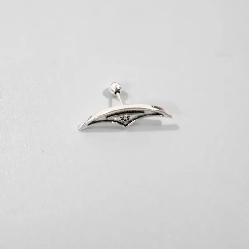 Metal spider web stud earrings in electroplated gold or silver finish, geometric mesh design.
