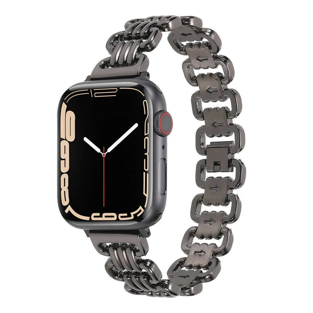 Alloy metal ladies watch bracelet replacement strap for Apple Watch in five colour options.