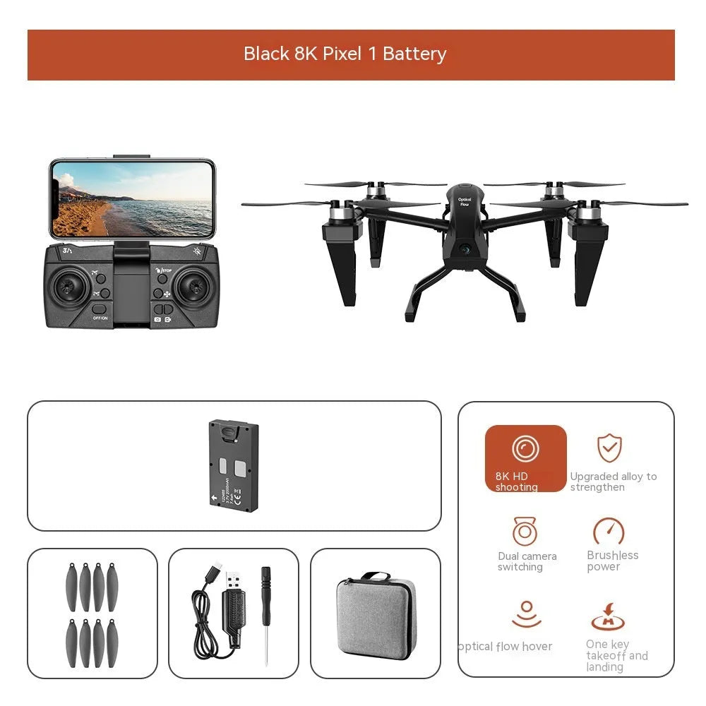 White Alloy KS66 remote control drone with camera, controller, and accessories on a grey background.