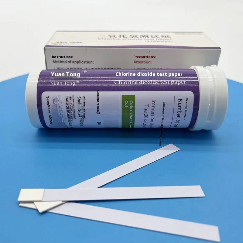 Chlorine dioxide test paper bottle with 50 pieces for 0-1000mg/L waste water concentration detection