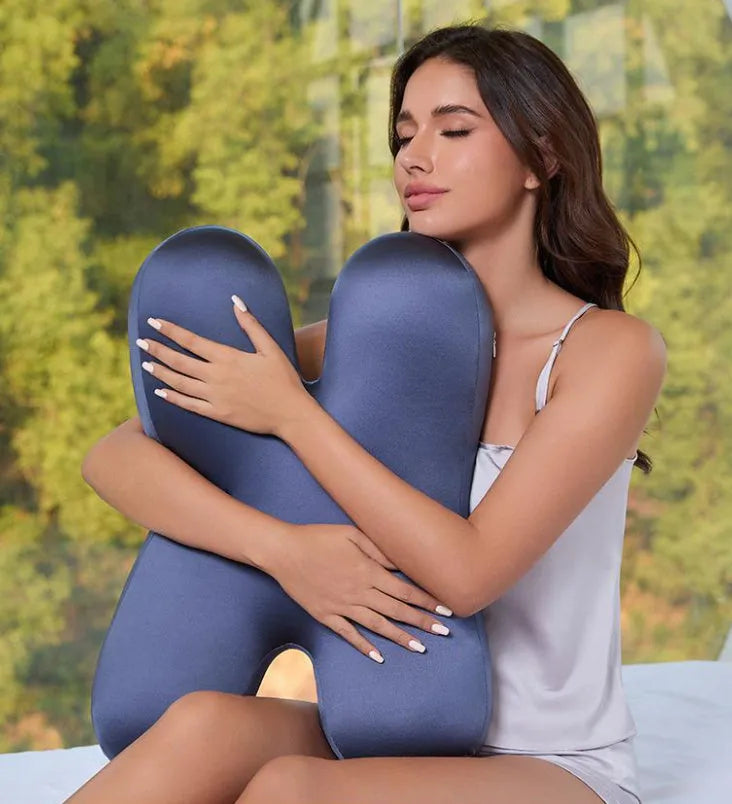Purple memory foam side sleeping pillow 58x40cm for adults