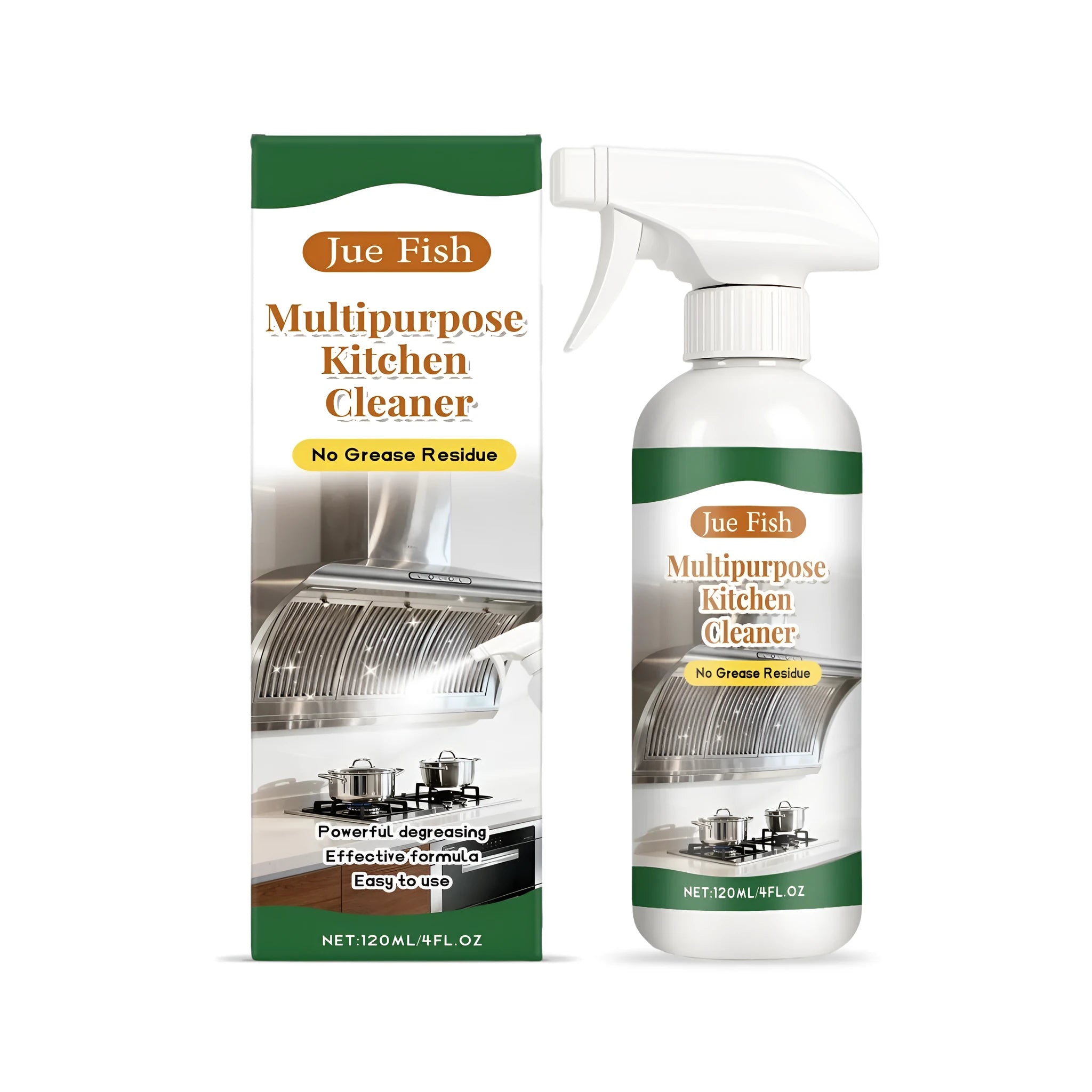 Kitchen oil cleaner spray in 120ml bottle for removing grease from stovetops and hobs