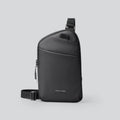 Men's black Oxford cloth crossbody bag with reinforced stitching