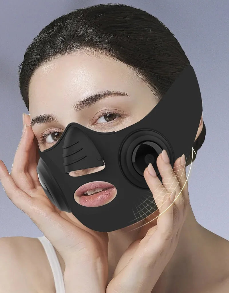 Black photon facial mask beauty device for home skincare treatment.