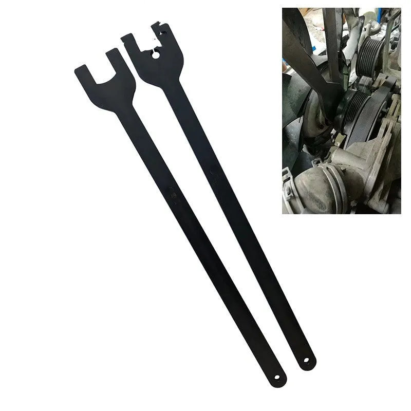 Land Rover fan wrench coupler tool set with 36mm and hole-style 40mm alloy steel spanners.