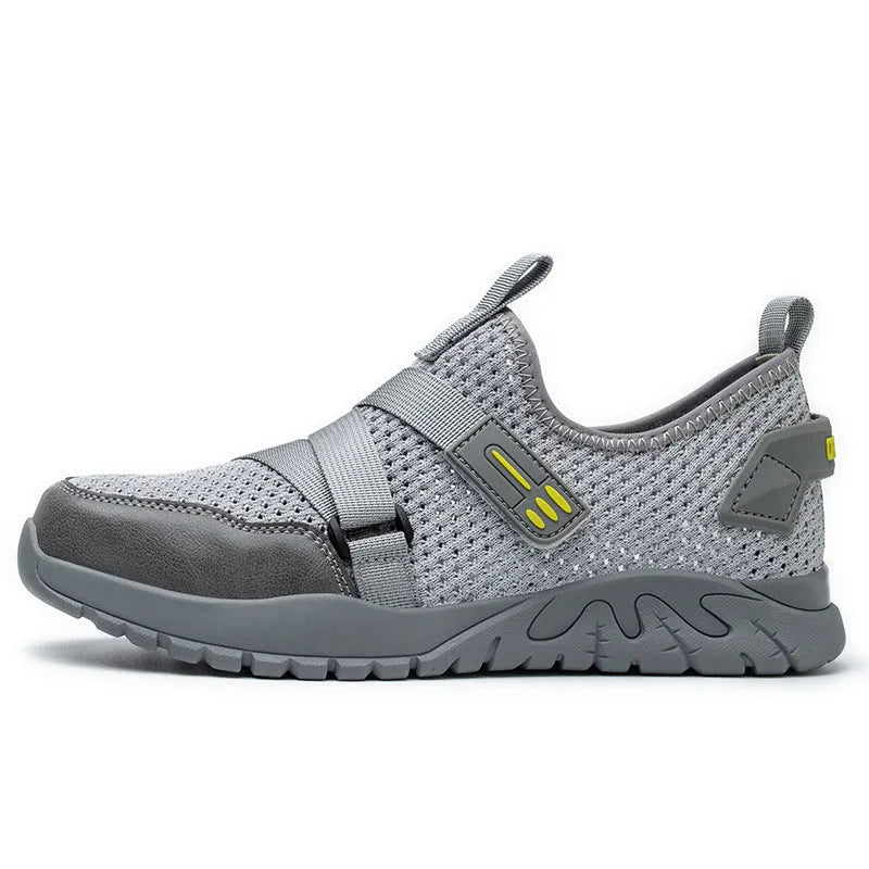 Grey anti-smash anti-puncture insulated safety work shoes with rubber sole
