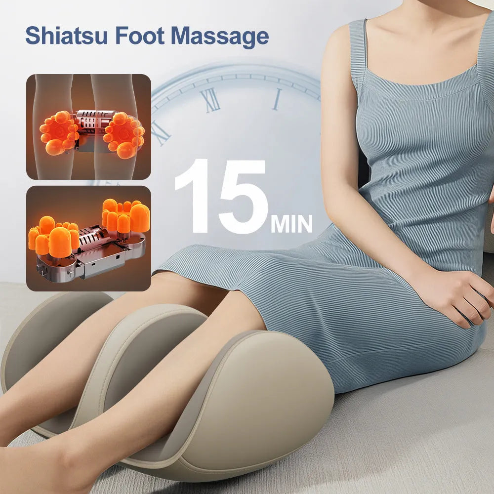 Shiatsu foot massager with heat and kneading for feet, calves, legs and arms, USB powered, in dark blue