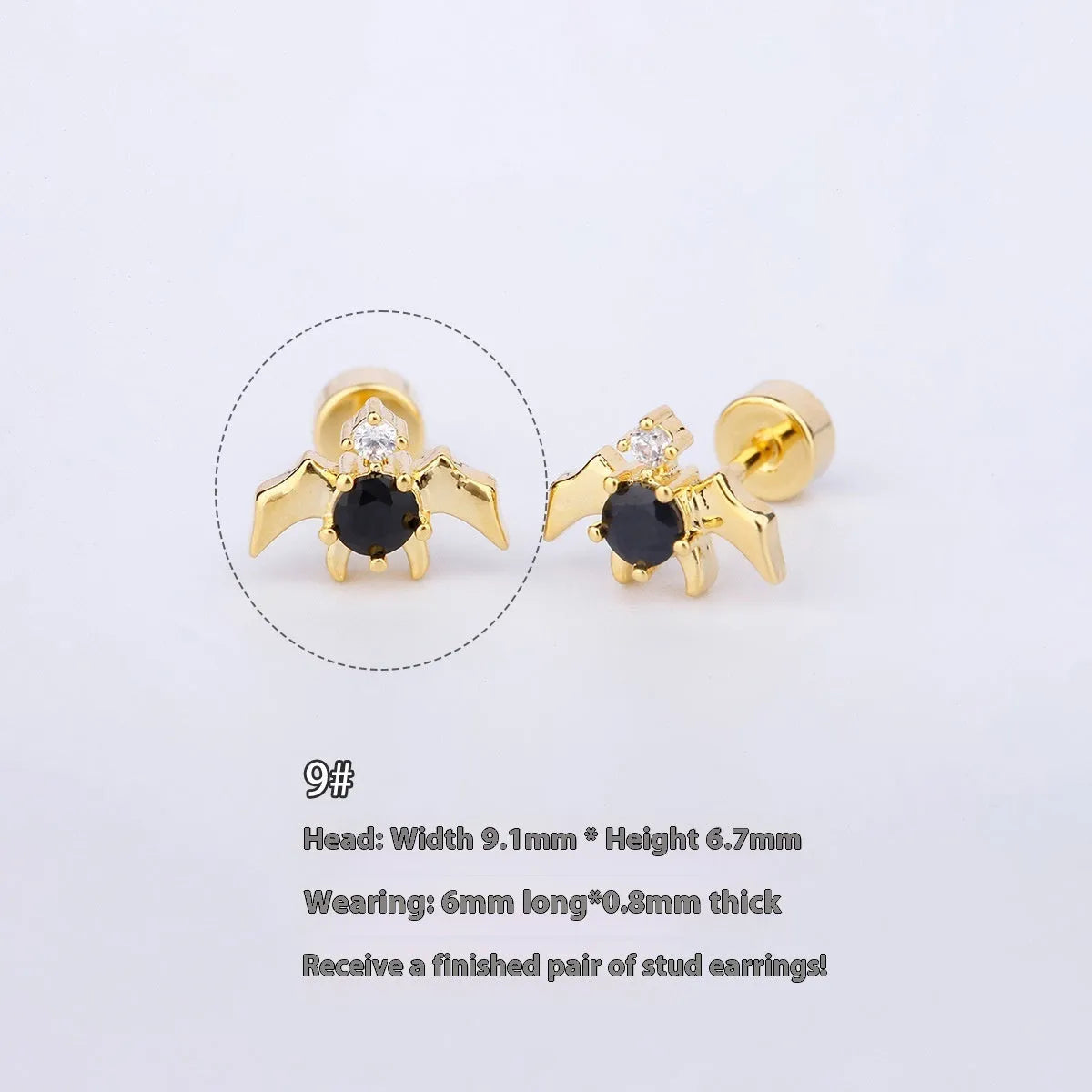 316L stainless steel Halloween drop earrings with real gold plating, skull and devil eye design, 6cm length, unisex