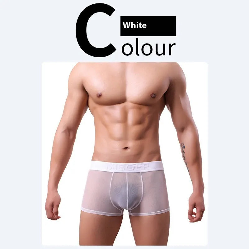Men's thin invisible breathable boxer shorts in multiple colours with quick-dry polyester fabric