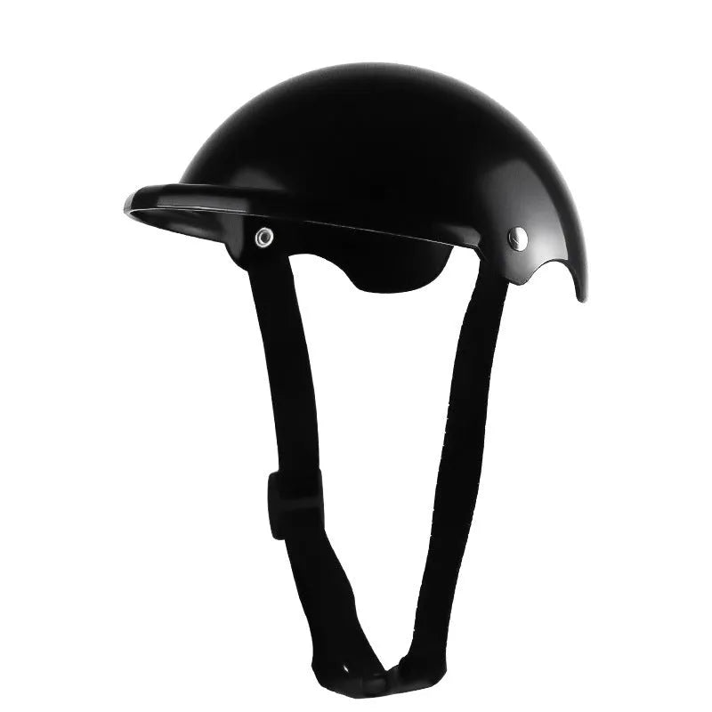 Small S size plastic pet motorcycle helmet in pink, black, yellow, or green monochrome colour.
