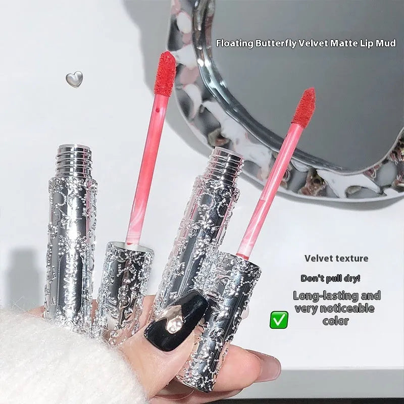 Velvet Mist Lip Mud Matte White Lipstick in six waterproof shades with complexion improvement properties