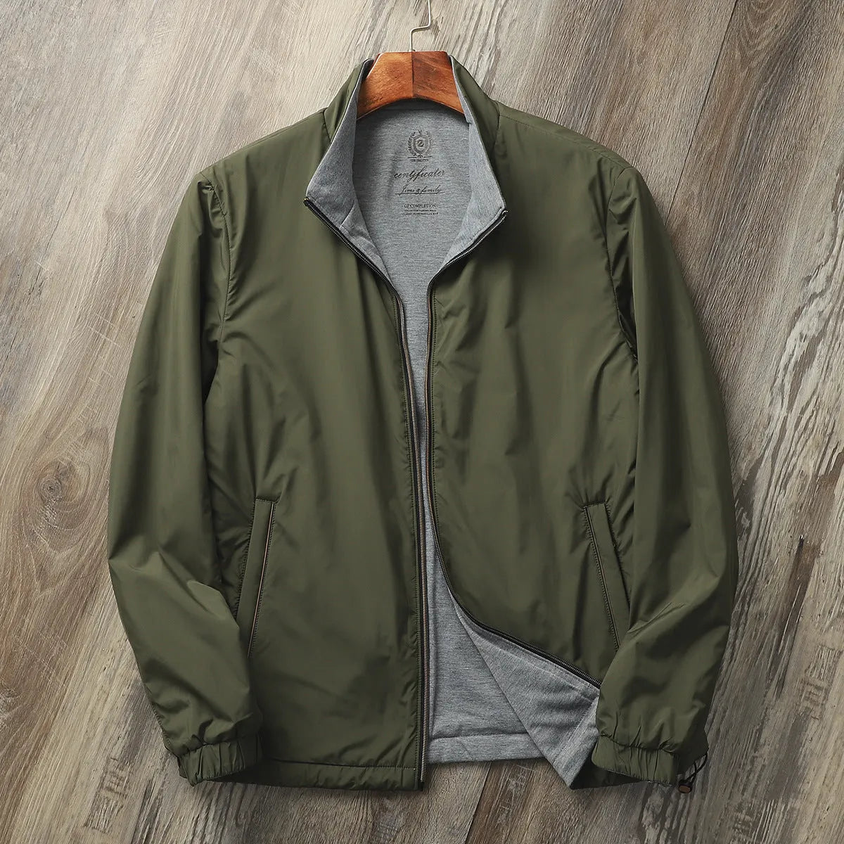 Men's stand collar business casual jacket in polyester-cotton blend available in four colours