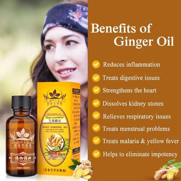 30ml ginger massage oil bottle with grape seed oil and ginger flower oil for body massage and skin care