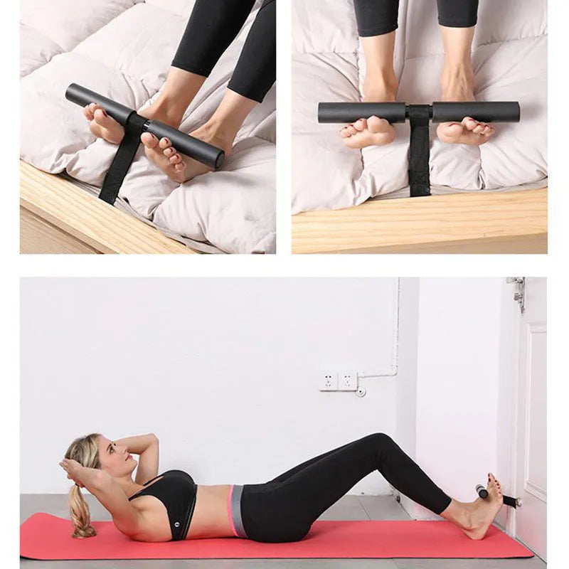 Black portable abdominal fitness device, 176g, steel foam PVC tube, 32cm length household core trainer