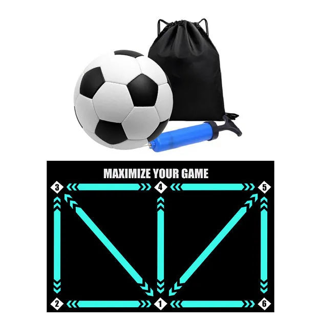 Rubber football training mat in cushion colour with socks included for indoor skill practice