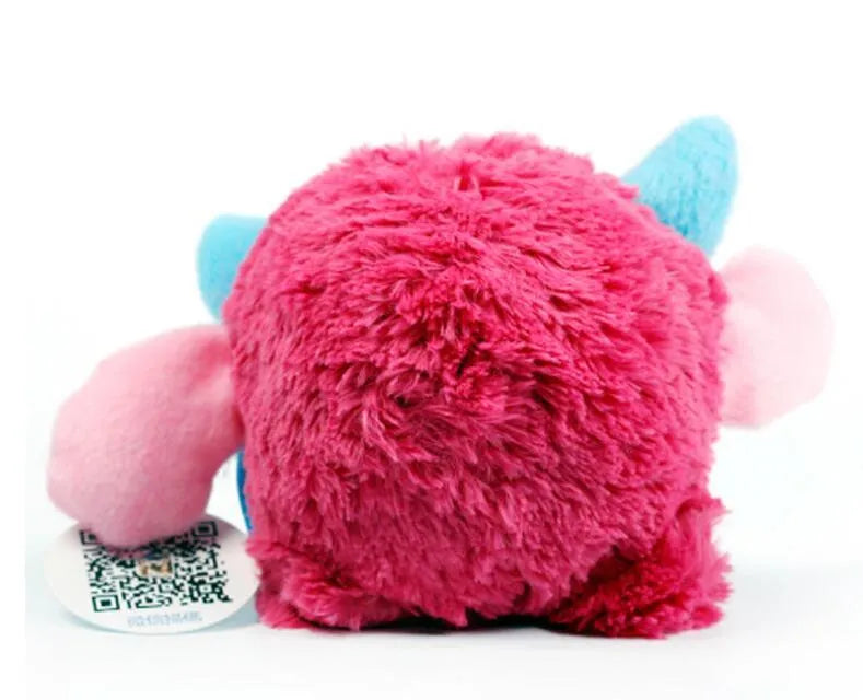 Monster dog toy with TPR spiky ball inside and squeaker, shown in green, blue, and rose red, 12cm and 6cm sizes.
