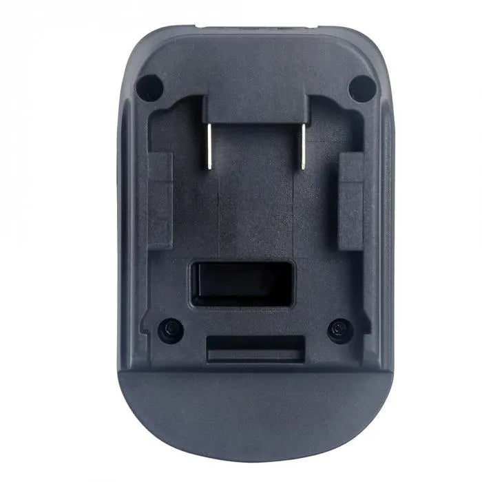Black Milwaukee to MAKITA battery adapter measuring 125x90x65mm for DM18M tools converting to H99F batteries