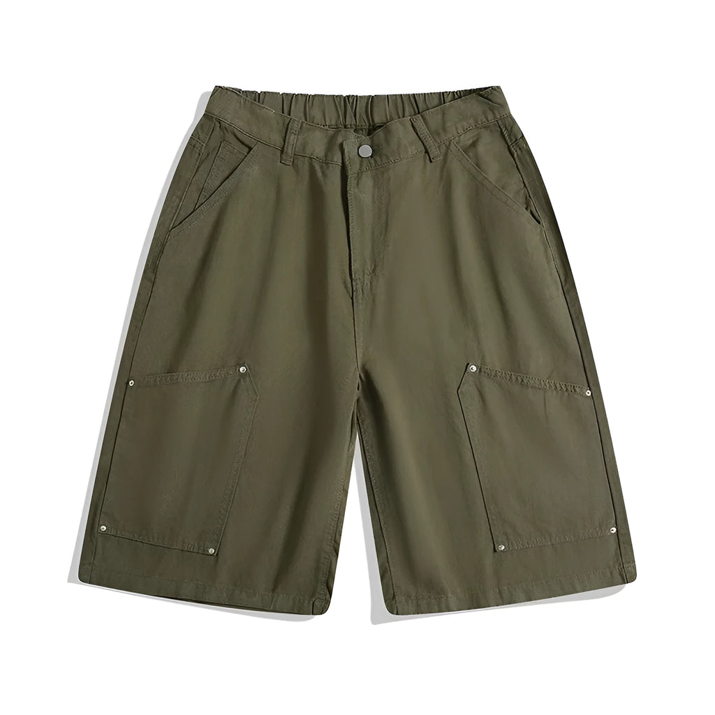 Casual cropped wide-leg shorts in apricot colour with a loose fit and mid-rise elasticated waistband