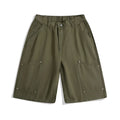 Casual cropped wide-leg shorts in apricot colour with a loose fit and mid-rise elasticated waistband