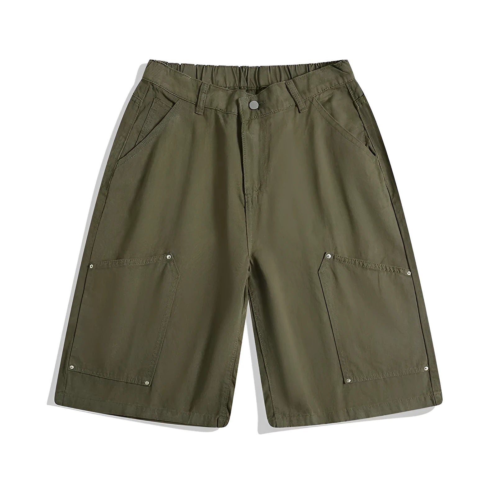 Casual cropped wide-leg shorts in apricot colour with a loose fit and mid-rise elasticated waistband