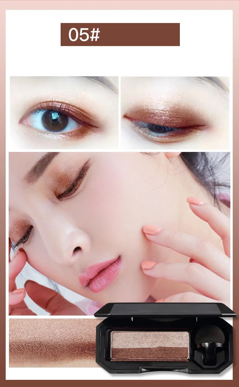 Dual-color pressed powder eyeshadow palette in a compact case, six style options available