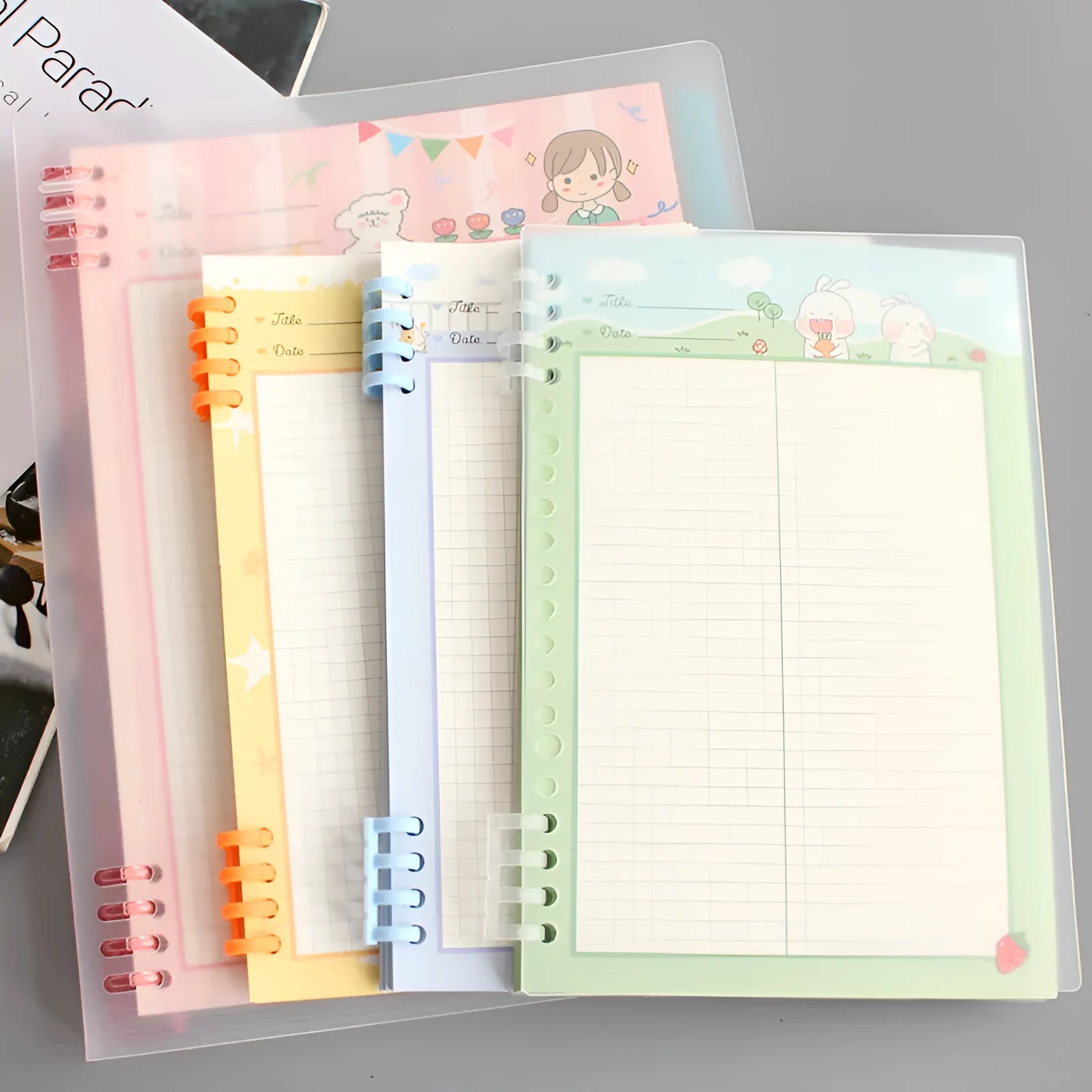 Cartoon colored refill paper B5 40 pages 8-hole loose-leaf with PP shell cover multicolour options