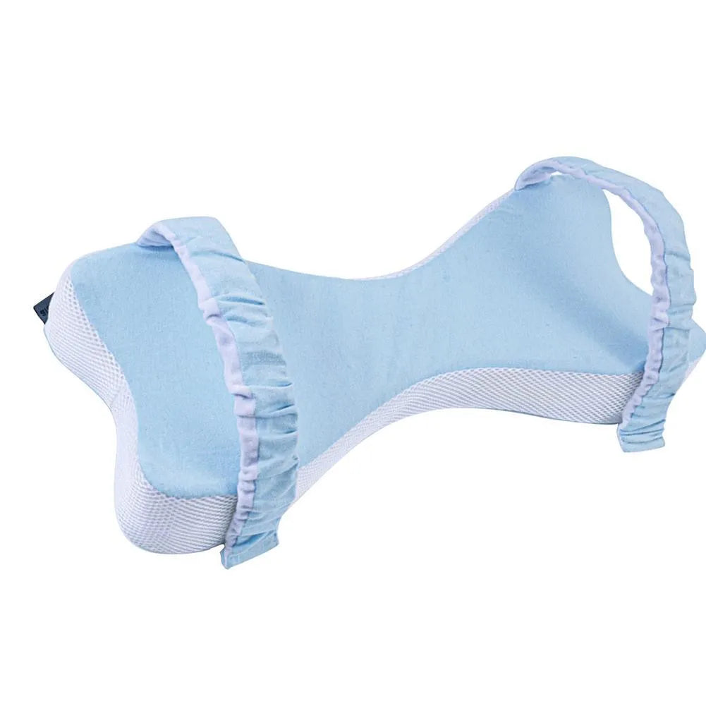 Memory cotton side sleeping knee pillow 70x37x9cm in light blue and light grey with pure cotton cover