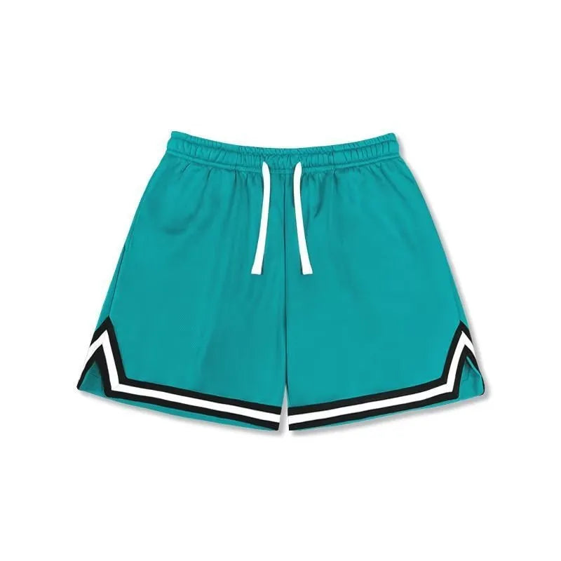 Men's polyester sports shorts in loose fit design available in multiple colours including black, white and blue shades