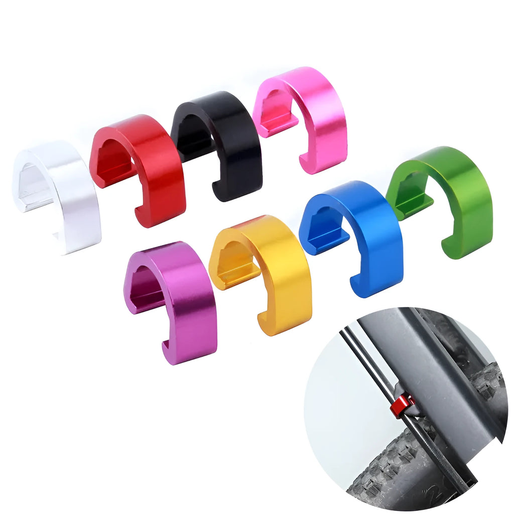 Aluminium alloy C buckle fastener in multiple colours, shown next to a ruler indicating 10.2mm size.