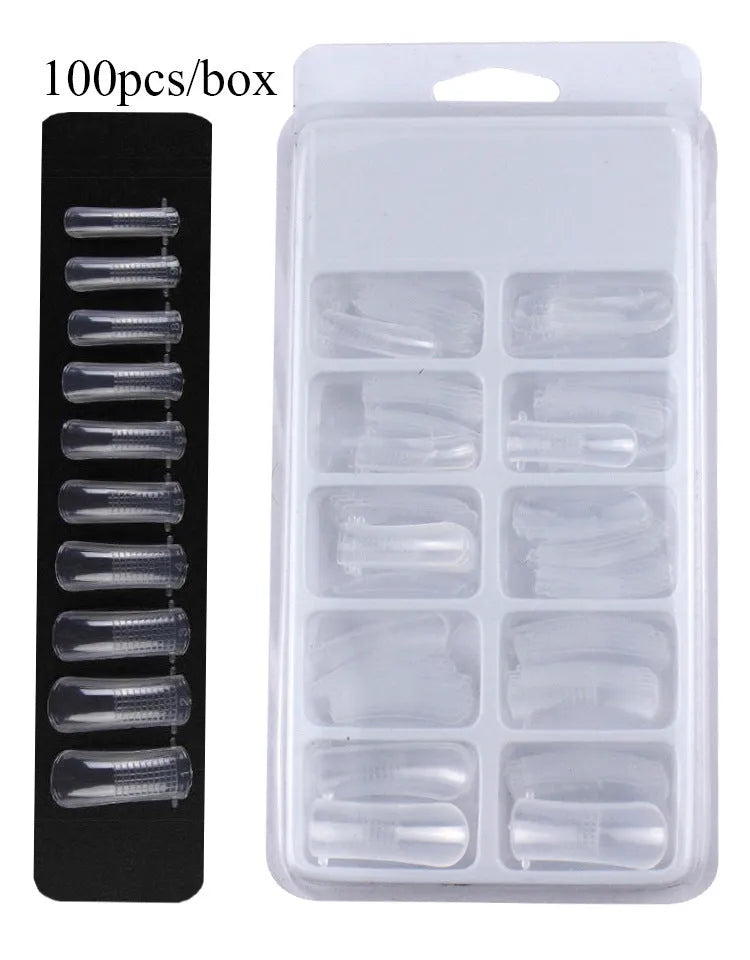 Nail crystal extender set with 3 gel polishes, brush, file, clamp, 30ml rinse and 100 nails