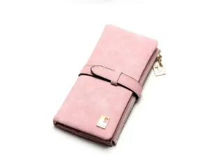 TAUREN vertical long wallet in retro matte Pu leather showing zip closure and internal card slots.