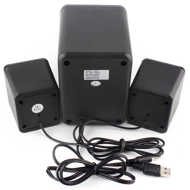 Green USB 2.1 computer speaker with colourful glowing lights and 150 cm cable