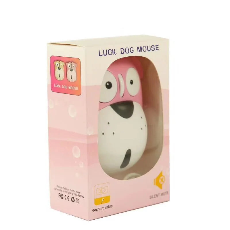 White panda silent 2.4G wireless optical mouse with built-in receiver and rechargeable 450mAh battery on desk