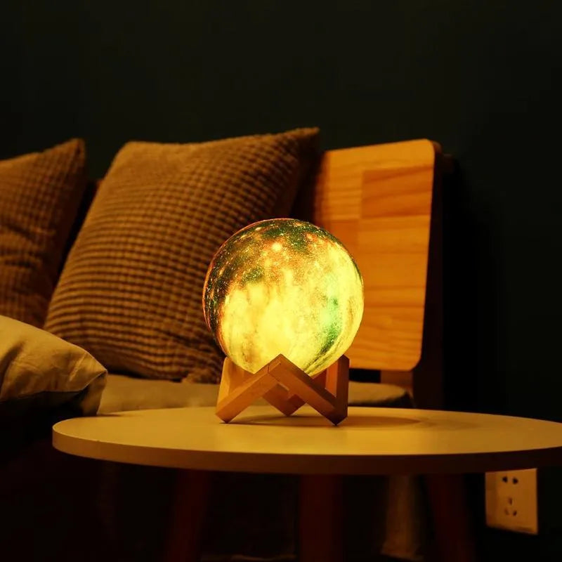 3D printed lunar light painting night light with LED light, PVC and ABS body, USB charging and pat control