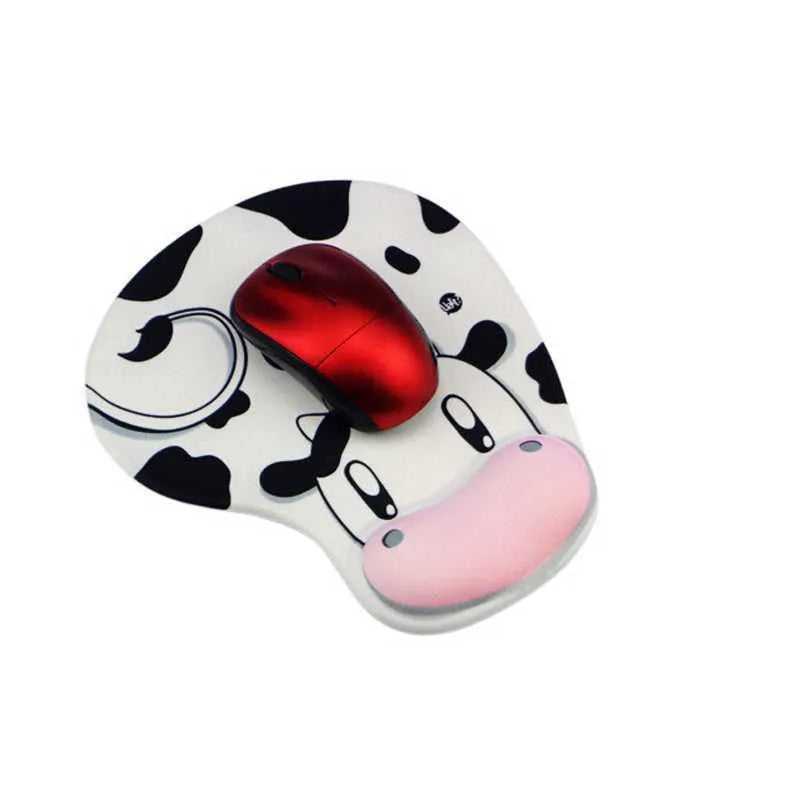 Cow silicone wrist rest mouse pad with super soft hand rest, non-slip base, injection-moulded surface