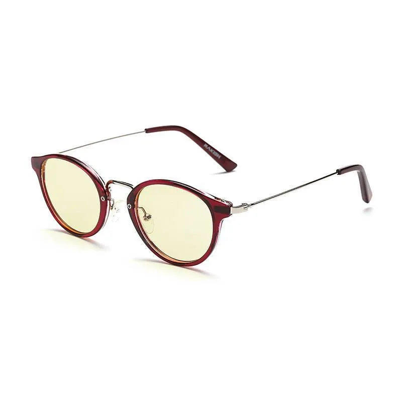 Anti-blue light PC full frame unisex glasses frame in bright black, amber, purple, and purple leopard