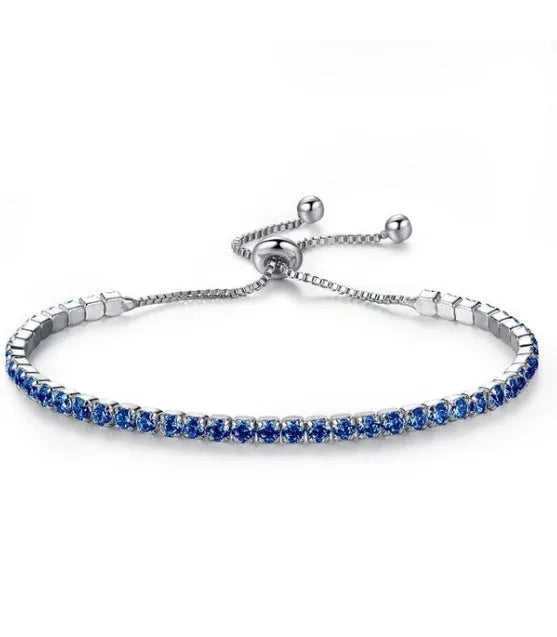 Star Shining Bracelet in silver with platinum finish and zircon stone, 27cm length