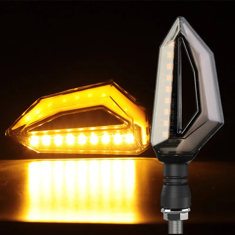 Off-road motorcycle LED turn signal with acrylic lampshade and ABS plastic housing in multiple colours