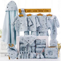 Baby cotton clothes gift box with 22-piece long sleeve cardigan set in pink and blue cartoon patterns