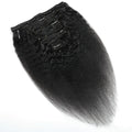 Real human hair clip-in wig set 8 pieces 120g kinky straight black extensions